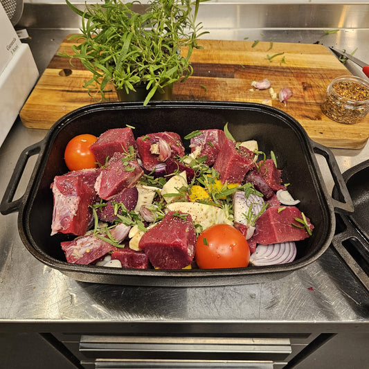 Langtidsstekt kjøttgryte i Bakepanna